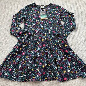 Frugi navy blue floral skater cotton dress
